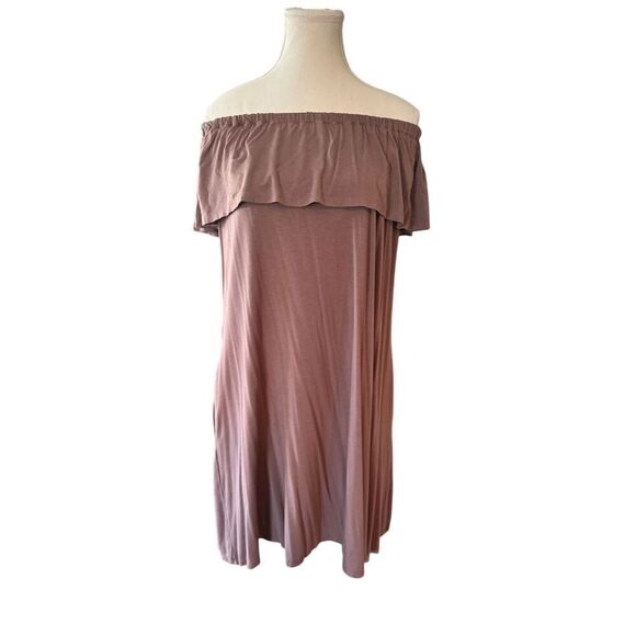 1.4.3 Story Women's Mauve Off-Shoulder Midi Dress w/ Pockets Size S/M - Picture 1 of 7